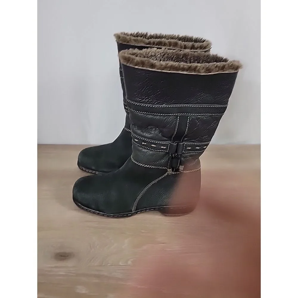 Blondo Black Suede Shearling Mouton Fur Waterproof‎ Boots US 7M #1232-41